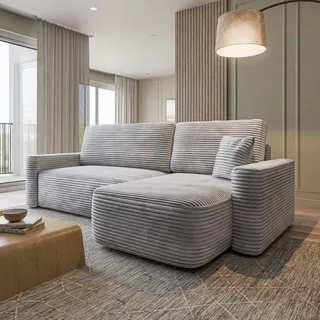 masseno Ecksofa NERI T Polyester mit Schlaffunktion 2-Sitzer Hellgrau
