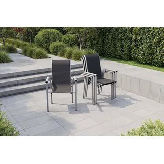 KETTLER BasicPlus Pro Stapelsessel 4er-Set, silber/anthrazit, Aluminium/Textilene, 70 x 65 x 99 cm, stapelbar