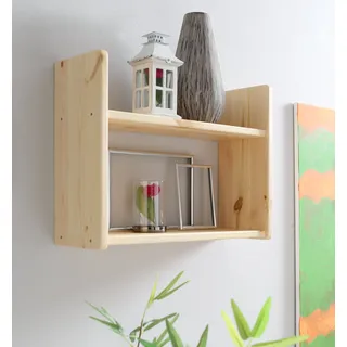 TiCAA Wandregal, Hängeregal, Kiefer Massivholz Natur, Bücherregal Wand 20 cm Tief, Wandboard für Wohnzimmer, Schlafzimmer, Kinderzimmer & Büro, 60/90 cm