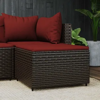 Gartenhocker Mit Kissen Braun Poly Rattan