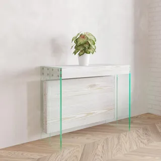 VE.CA.s.r.l. - Ausziehbarer Konsolentisch Crystal - Mit Verlängerungsfach - Aus Glas - Verlängerbar von 40 cm auf 250 cm - Aus Holz - Küchen- und Wohndesign - Farbe: Shabby Chic