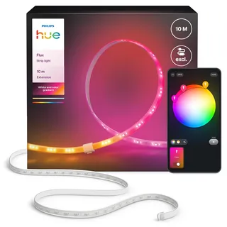 Hue Flux 10-Meter-LED-Streifen-Verlängerung, lebendige Farben und Atmosphäre, flexible Innenbeleuchtung, ChromasyncTM-Farbmischung, zuschneidbar, verlängerbar, wiederverwendbar, App und Sprachsteuerung