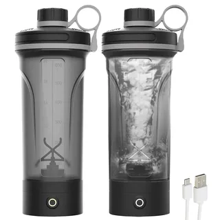 PEARL sports Eiweiß Mixer: 2er-Set Akku-Protein- und Milchshaker, 600 ml, spülmaschinenfest (akkubetriebene Fitness Shaker, Protein Shaker, Cocktail)