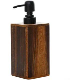 babominimer Pumpflasche aus Holz, Walnussholz, Spender für Lotion, Shampoo und Flüssigseife, brauner Pressbehälter mit glattem und flachem Boden (groß)