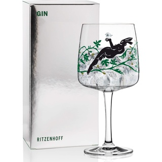RITZENHOFF Gin Ginglas von Karin Rytter (Mysterious Hare), aus Kristallglas, 700 ml, mit echtem Platin, 1 Stück (1er Pack)
