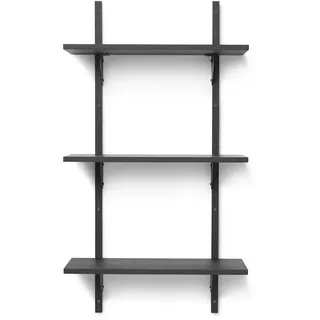 Ferm Living - Sector Wandregal triple, 54 cm, Esche schwarz / Messing schwarz