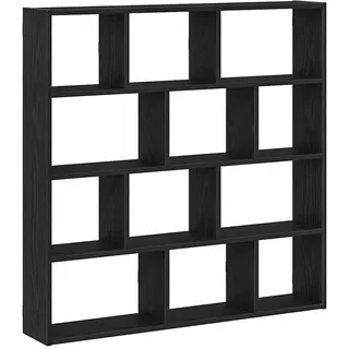 vidaXL Würfelregal 12 Fächer Schwarz Holzwerkstoff, Regal, Wandregal, Würfelregal Wandmontage, schwebendes Würfelregal, Würfel Wandregal, Schweberegal