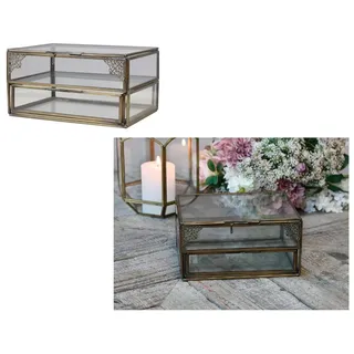 Chic Antique Holzkiste Chic Antique - Glasschattule Schmuckkästchen Glas Box 2 Fächer