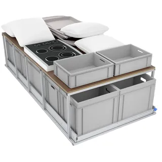 Tinobu Heckauszug mit Ablage, 180cm Schwerlastauszug, Kastenwagen und Camper (Breite: 80cm)
