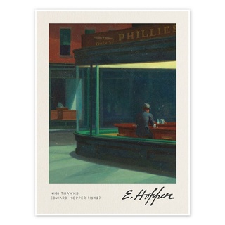 Posterlounge Poster Edward Hopper, Nachtschwärmer (Detail), Küche Mid-Century Modern Malerei 60 cm x 80 cm
