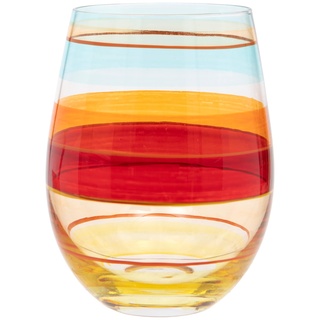 Maturi Weinglas ohne Stiel, handbemalt, gestreift, 530 ml, in Geschenkbox