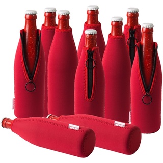 DRESS-YOUR-DRINK Neopren Flaschenkühler, Weinkühler, Getränkekühler (10er Spar-Set 0.5 Liter, Rot)