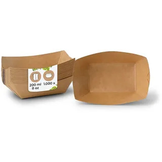 BIOZOYG 1000 Stück Snackschale Pommesschale Fingerfoodschale Dessertschale Tapas Schale aus Pappe PE-beschichtet stapelbar fettdicht
