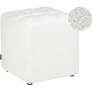 Beliani Pouf Kansas Polyester 38 x 39 x 38 cm Weiß