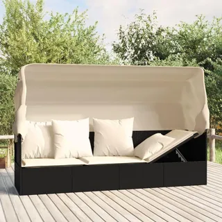 vidaXL Outdoor-Loungebett 203 x 58 x 56 cm Schwarz