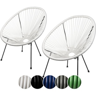 sunnypillow Gartenstuhl Acapulco, gemütlicher Loungesessel für Terrasse, Garten, 2 Stück Weiß weiß