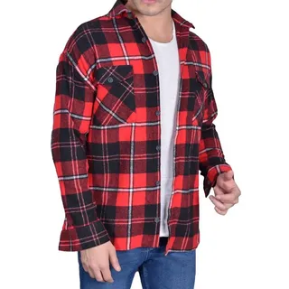 Megaman Jeans Flanellhemd Herren Holzfällerhemd Flanellhemd Kariert Freizeithemd Jacke rot L