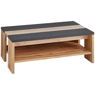 Hom`in Couchtisch, Schwarz, Eiche, Glas, Holzwerkstoff, rechteckig, Wange, 65x40x110 cm, offenes Fach, Wohnzimmer, Wohnzimmertische, Couchtische, Couchtische Glas