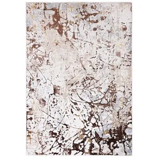 Mazovia Designteppich Modern Teppich für Wohnzimmer - Beige Creme mit Gold, 140 x 200 cm beige|braun 140 x 200 cm