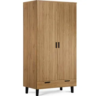 KONSIMO® Drehtürenschrank FRISK Garderobenschränke Drehtürenschränke Skandinavischer Stil, mit Schublade braun