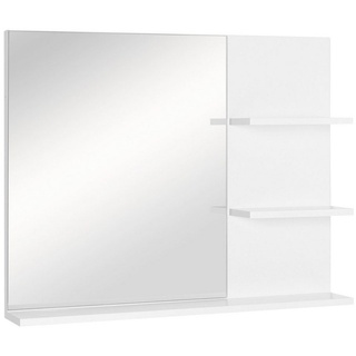 Kleankin Spiegel Wandspiegel, Badspiegel mit 3 Ablagen Wandspiegel Spiegelregal Badezimmer MDF Weiß weiß
