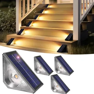 4er-set Wasserdichte Led-solarleuchten Für Den Außenbereich – Treppen, Stufen, Zäune, Terrassen, Dachrinnen Und Wege – Warmweiß