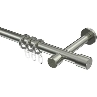 Interdeco Edelstahl Optik Gardinenstange 20 mm Ø Prestige Santo, 180 cm