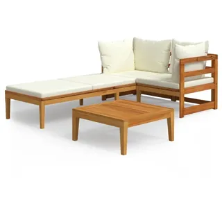 vidaXL Garten-Lounge-Set 3-tlg. cremeweiß Akazie