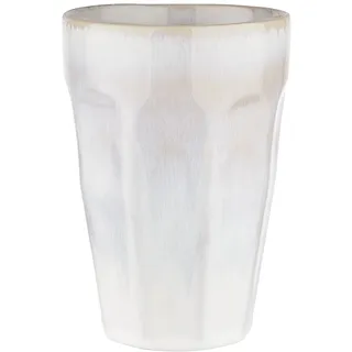 BUTLERS Kaffeebecher 0,33 l Steinzeug Tasse ohne Henkel - BERGAMO - | Weiß - Becher für Tee, Kaffee - Trinkbecher für Cappuccino & Kakao - geriffelte Struktur