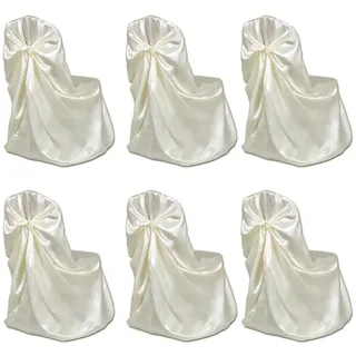 Hussen-Set 6 x Stuhlhusse für Hochzeit Bankett cremefarben, furnicato weiß