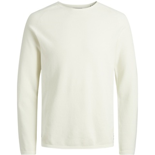 Jack & Jones Herren Sweater Pullover mit Rundhals Ausschnitt JJEHILL Weiß L
