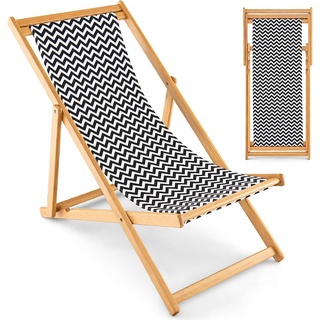 COSTWAY Liegestuhl klappbar, Sonnenstuhl aus Bambus, Strandstuhl mit Verstellbarer Rückenlehne, bis 150kg belastbar, ideal für Garten, Terrasse u...