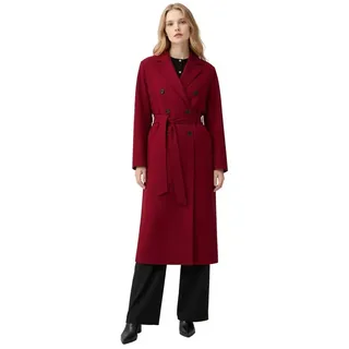 GOBI Cashmere Wollmantel Damen Doppelt-Reihiger Kaschmirmantel rot XL