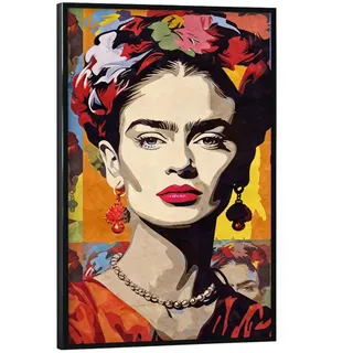 artboxONE Poster mit schwarzem Rahmen 90x60 cm Menschen Frida Kahlo Pop Art - Bild Frida-Kahlo-gemälde
