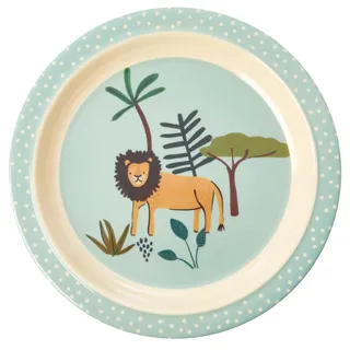 Melamin Kinderteller - Blau - Jungle Animals Print