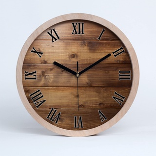 Tulup Holzuhr ⌀ 20cm Wanduhr Uhr Holz Dekoration Modern Runde Stille Uhren Schwarze Uhrzeiger - Holzuntergrund