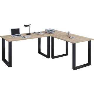VCM Holz  Schreibtisch Computertisch Arbeitstisch Büromöbel Eckschreibtisch Lona Tiefe 50 U Alu Schwarz