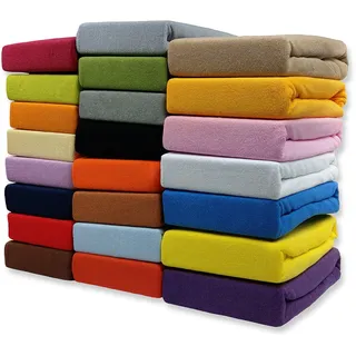 Frottee-Spannbettlaken 120 x 200 cm, Bordeaux, Rundumgummi | Bettlaken mit Gummizug, 180 g/m2, 25 cm Steghöhe, waschbar bei 60 °C, trocknergeeignet, weich und atmungsaktiv