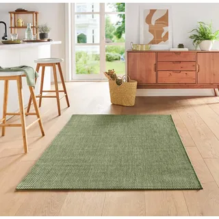 Taracarpet Teppich Flacher Kurzflorteppich für Wohnzimmer, Schlafzimmer und Kinderzimmer auch als Küchenteppich für die Küche in Sisal Optik grün 120x160 cm