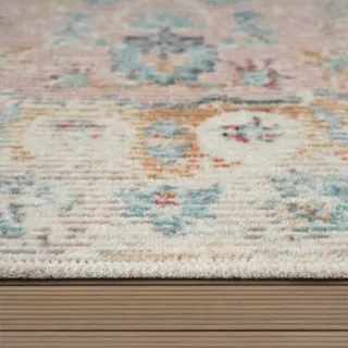 Paco Home - Outdoor Teppich Wetterfest Balkon Küche Orient Muster Vintage Pink Creme Beige 160 cm Rund