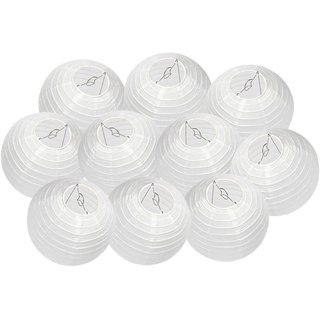 DAZONE Papierlaterne, 10 Stück, weiß, ohne LED, Lampion, chinesische Kugel für Dekoration für Hochzeit, Geburtstag, Party, Haus, Weihnachten (30 cm)