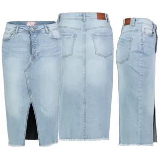 SUBLEVEL Jeansrock Damen Jeans rock Rock MAXI Lange Rock Denim Stretch Vintage Used-Look blau S / 36