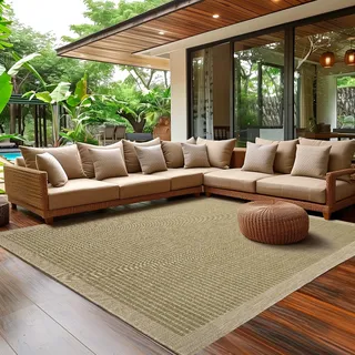 SIMPEX Outdoor Teppich Wetterfest Terrasse Balkon Garten Küchenteppich Einfarbiges Design Flachgewebe Sisal Look Waschbarer Teppich, Größe: 120 x 170 cm, Farbe: Grün