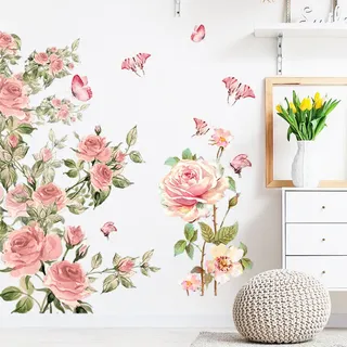 Bunte Blumenstrauß-wandtattoos, Rosenblüten-wandaufkleber, Florale Wanddekoration Für Wohnzimmer, Schlafzimmer Und Sofas
