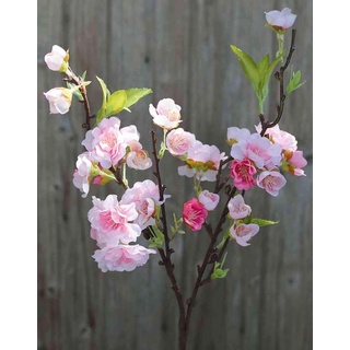 artplants.de Künstlicher Blütenzweig Kirsche SOEY mit Blüten, weiß-rosa, 45cm - Kirschblütenzweig Deko/Kunstblumen Zweig