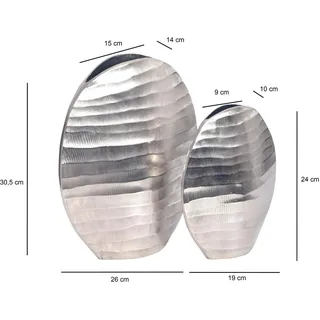 FineBuy Blumenvase 2er Set Silber 30 cm