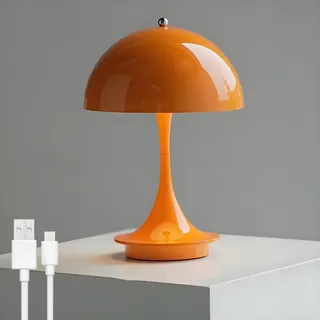 AoLa LED Pilzlampe Akku Tischlampe Kabellos Dimmbar mit Touch Control Tischleuchte USB Aufladbar 1800mAh Batterie Orange Pilz Lampe Nachttischlampe Mushroom Lampe für Schlafzimmer Wohnzimmer BüRo