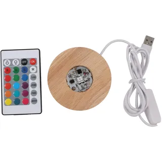 TOPINCN LED-Lichtsockel, Ornament, Farbe, Rund, Breit, Aromatherapie-Ständer, Glühen, Holz, Massivholz, Unbehandeltes Holz