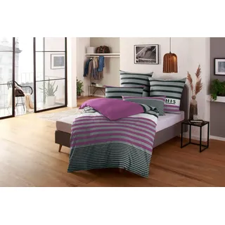 OTTO home Bettwäsche Majoran in 135x200, 155x220 cm u.a. Bettwäsche-Set mit Streifen, Linon, 2 teilig, gestreifte Bettwäsche in 4 Qualitäten, Marke H.I.S by OTTO home lila