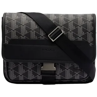 Lacoste Monogram The Blend Messenger 29 cm Leather Black